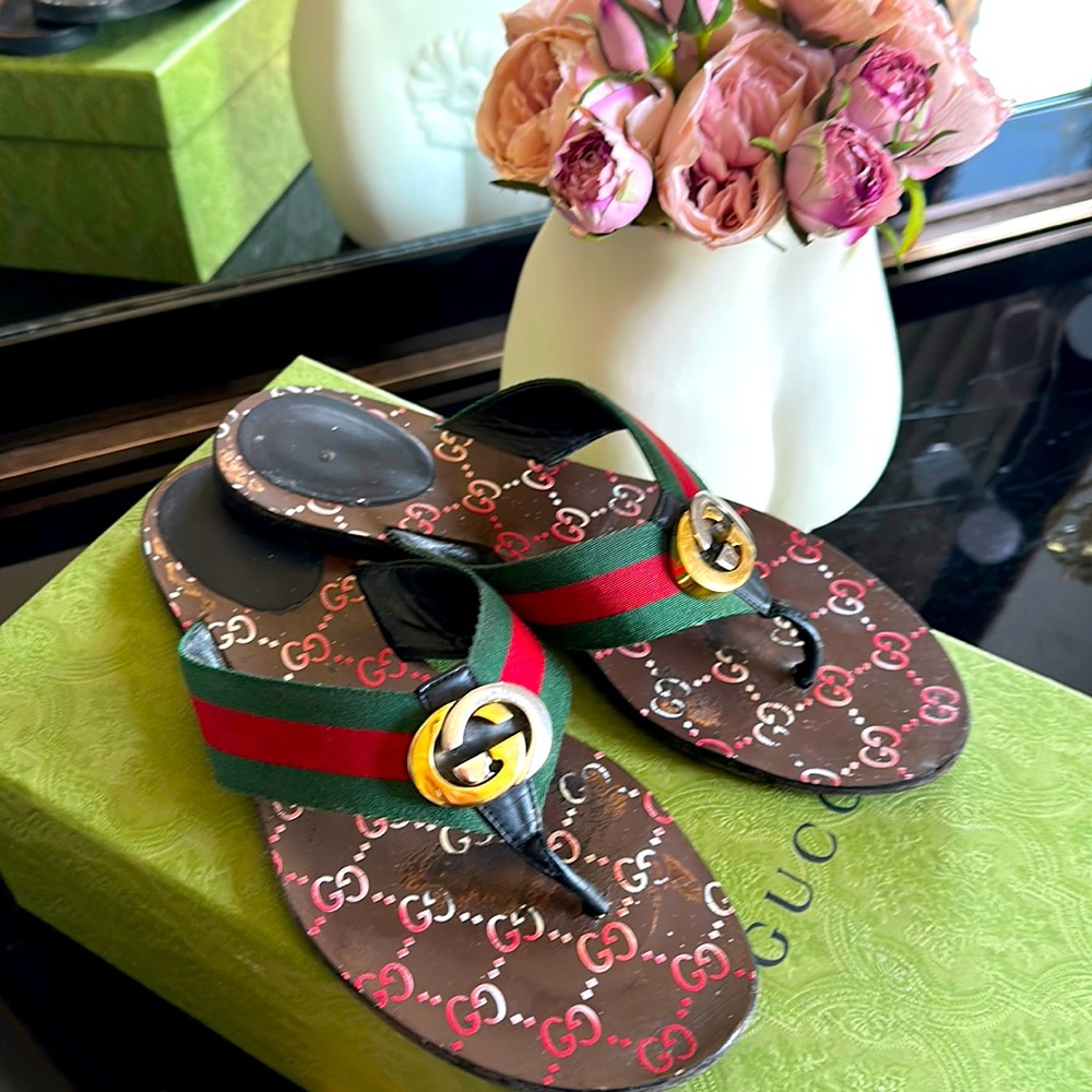 Gucci Kika GG web flip flop